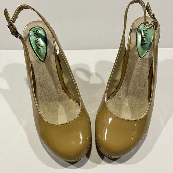 Fitzwell Women's Round Toe Patent Pump sling back Heels Pumps, New Size 9 Wide - Picture 1 of 10